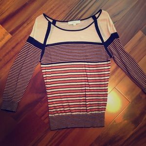 Loft Womens Striped Boat Neck Long Sleeve regular Fit Pullover Sweater Medium